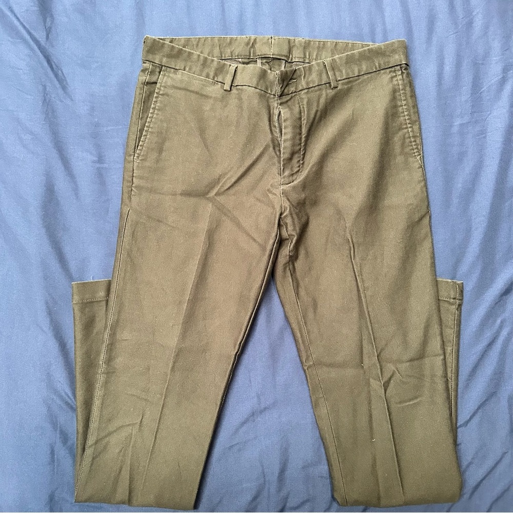 Men's khaki green Pants 36x32 slim fit 100% cotton